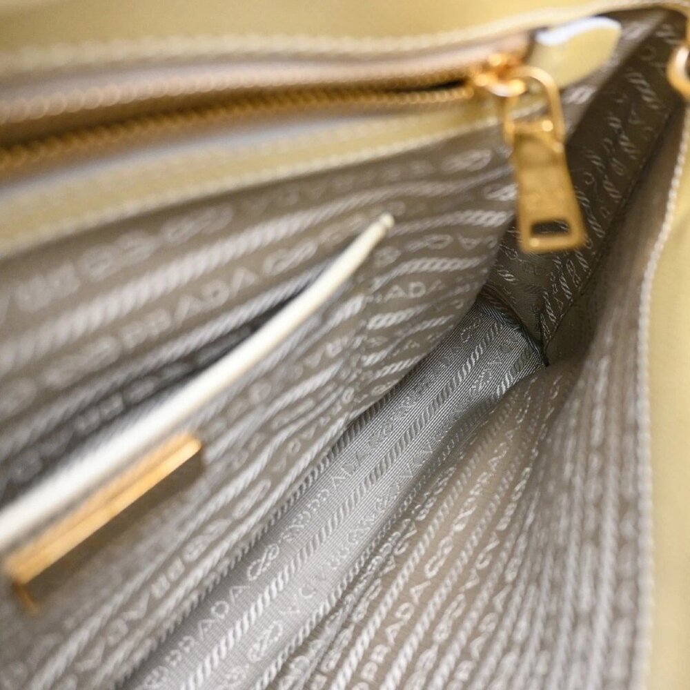 PRADA MILANO 2Way Shoulder Hand Bag Promenade Saffiano Leather Yellow 76EG323 - Picture 9 of 16